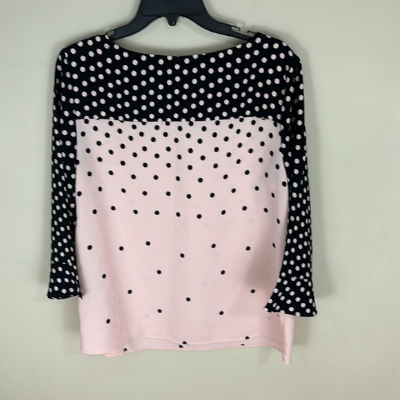 Talbots Black and Pastel Pink Polkadot Top Size Medium - Picture 1 of 11